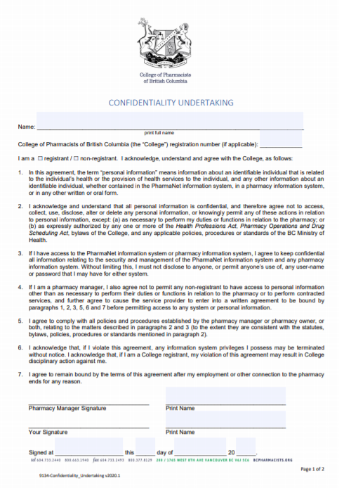 Legal Undertaking Template